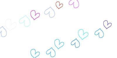 Light Multicolor vector background with hearts.