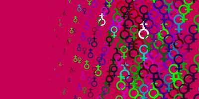 Light Multicolor vector pattern with feminism elements.