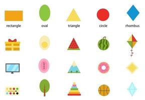 Learning basic geometric form for children. Set of all basic shapes. vector