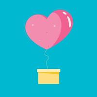 Pink Heart Balloon with Box concept for Health. Vector illustration.