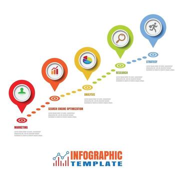Business roadmap timeline infographic pointers design for abstract background template milestone element modern diagram process technology digital marketing data presentation chart Vector illustration