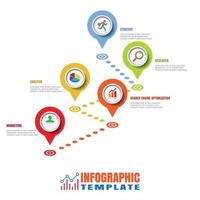 Diseño de punteros infográficos de línea de tiempo de hoja de ruta de negocios para plantilla de fondo abstracto elemento de hito diagrama moderno tecnología de proceso marketing digital presentación de datos gráfico ilustración vectorial vector