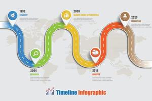 Iconos de infografía de línea de tiempo de hoja de ruta de negocios diseñados para elemento de plantilla de fondo abstracto proceso de diagrama moderno páginas web tecnología marketing digital presentación de datos gráfico ilustración vectorial vector