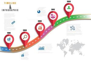 Iconos de infografía de línea de tiempo de hoja de ruta de negocios diseñados para elemento de plantilla de fondo abstracto proceso de diagrama moderno páginas web tecnología marketing digital presentación de datos gráfico ilustración vectorial vector