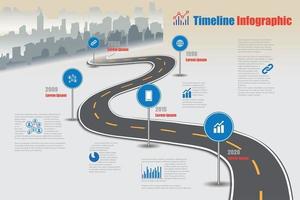 mapa de ruta de negocios ciudad de infografía de línea de tiempo diseñada para fondo abstracto plantilla elemento de hito diagrama moderno tecnología de proceso marketing digital presentación de datos gráfico ilustración vectorial vector