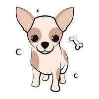 icono de ilustración de vector de dibujos animados lindo de un cachorro de perro chihuahua. es un diseño plano.