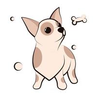 icono de ilustración de vector de dibujos animados lindo de un cachorro de perro chihuahua. es un diseño plano.