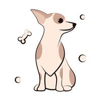 icono de ilustración de vector de dibujos animados lindo de un cachorro de perro chihuahua. es un diseño plano.