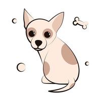 icono de ilustración de vector de dibujos animados lindo de un cachorro de perro chihuahua. es un diseño plano.