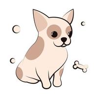 icono de ilustración de vector de dibujos animados lindo de un cachorro de perro chihuahua. es un diseño plano.