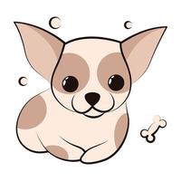 icono de ilustración de vector de dibujos animados lindo de un cachorro de perro chihuahua. es un diseño plano.