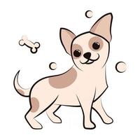 icono de ilustración de vector de dibujos animados lindo de un cachorro de perro chihuahua. es un diseño plano.