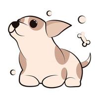Cute Cartoon Vector Illustration icon of a Chihuahua puppy dog. It is flat design.