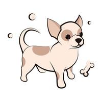 Cute Cartoon Vector Illustration icon of a Chihuahua puppy dog. It is flat design.