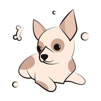 icono de ilustración de vector de dibujos animados lindo de un cachorro de perro chihuahua. es un diseño plano.