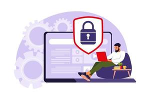 Concept of protecting computer data. General data security. Personal information protection. Vector illustration. Flat.