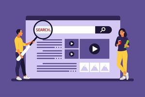 People searching for information. Web search concept. Vector illustration. Flat.