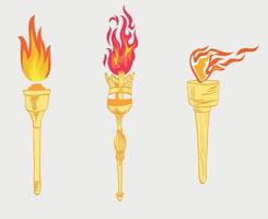 Collection torch Flaming on Background Gray abstract illustration design vector