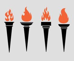 torch Black Collection icons flame vector illustration abstract design with Background Gray