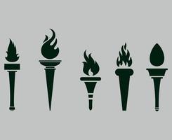 Green torch Collection Flaming on Gray Background illustration abstract design vector