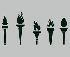 Green torch Collection Flaming on Gray Background illustration abstract design vector