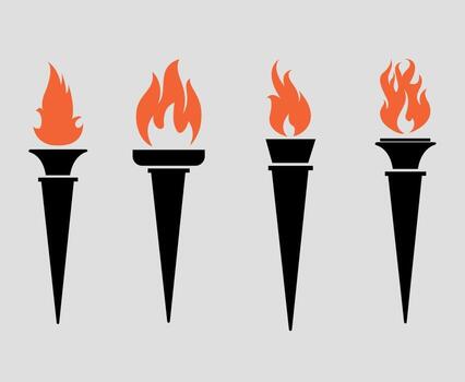 abstract torch Collection Black design icons illustration with Gray Background vector