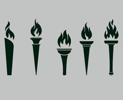 fire torch Green illustration flame abstract design with Background Gray