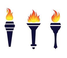 torch Collection Blue design with flame illustration with Background White vector