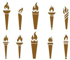 Flaming torch Brown Collection abstract on Background White illustration design vector