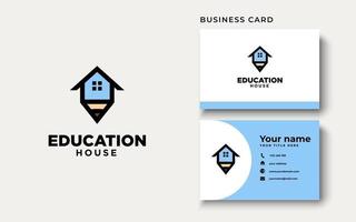 Roof House Education House Logo Template Isolated in White Background with Business Card vector