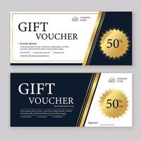 Set of luxury gift vouchers with ribbons and gift box. Elegant template for a festive gift card, coupon and certificate. Discount Coupon Template