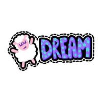 Sleeping sheep stitched frame patch vector