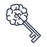 Key Brain Sign Isolated, Creative Thinking Icon vector