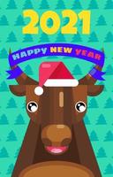 Happy new year 2021. Chinese zodiac greeting card vector