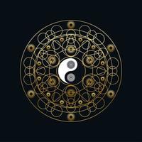 Meditation Template with Yin Yang Sign In Mandala vector