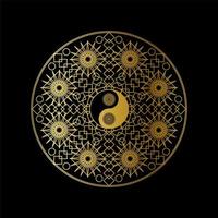 Meditation Template with Yin Yang Sign In Mandala vector