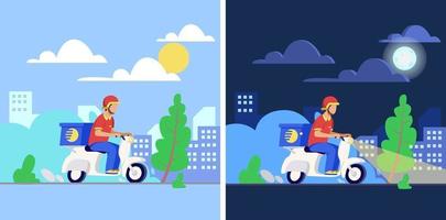 Day night delivery concept illustration vector