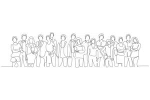 Continuous line of business team vector illustration