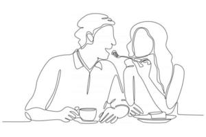 romantic couple continuous lines vector illustration