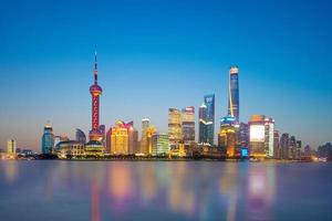 Skyline of Shanghai by the Huangpu river, China photo