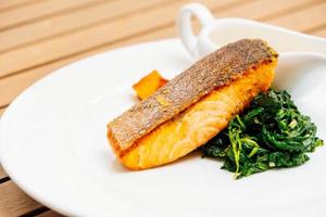 Grilled salmon steak photo