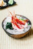 Raw and fresh shrimp or prawn sashimi photo