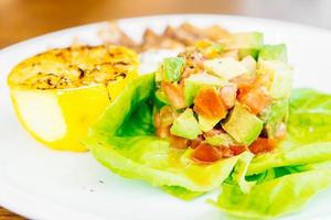 Grilled Tuna tartare with avocado and tomato photo