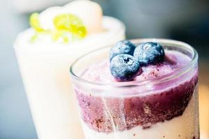 Blueberry smoothies with yogurt photo