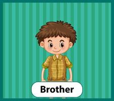 Educational English word card of brother vector