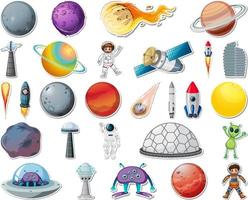 Set of stickers with Solar system objects isolated vector