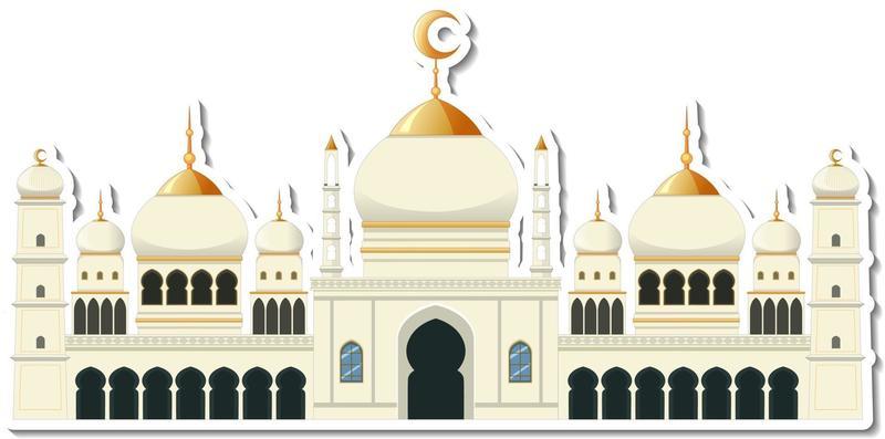 A sticker template with Mosque building isolated