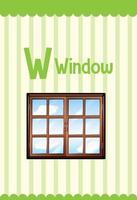 Alphabet flashcard with letter W for Window vector