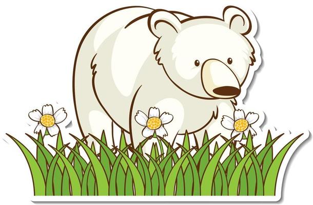 Polar bear in grass field sticker