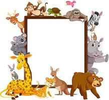 Empty banner with many different wild animals vector